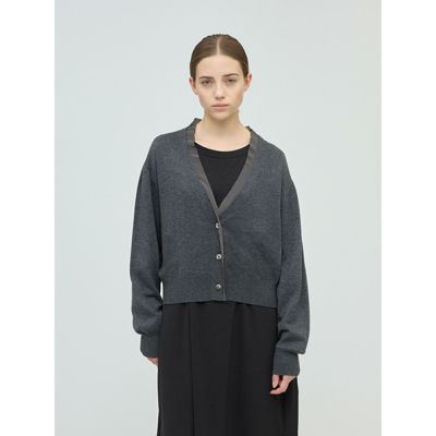 mizuiro ind(ミズイロインド)のシフォンフリルVネックカーディガン通販