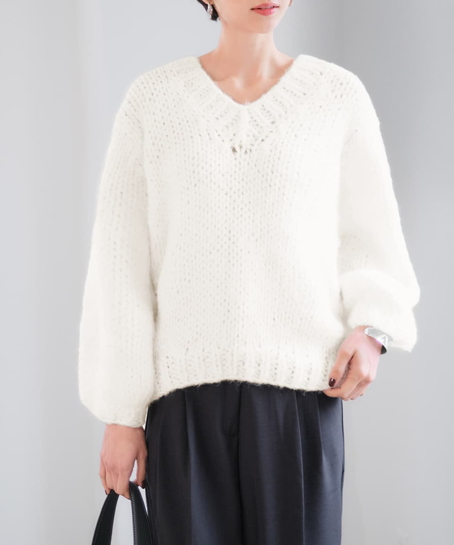 STYLE DELI(スタイルデリ)/手編みざっくりVネックニット