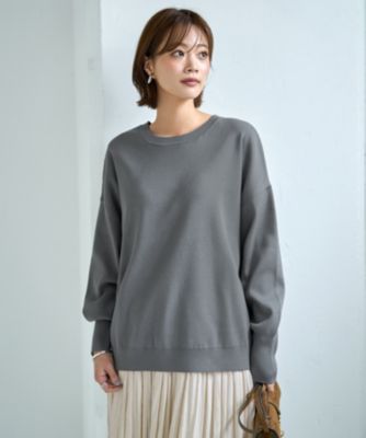 スムースハイゲージゆったりクルーネックニット