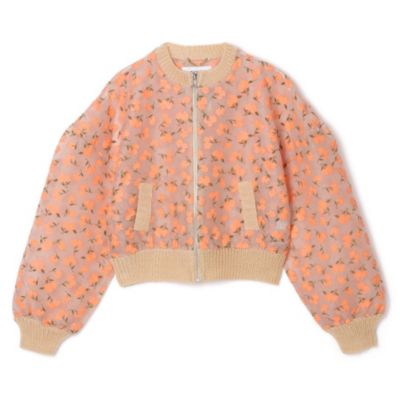 MUVEIL(ミュベール)のフラワーフロッキープリントジップジャケット通販