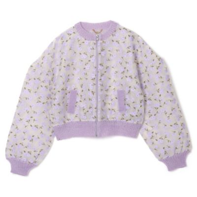 MUVEIL(ミュベール)のフラワーフロッキープリントジップジャケット通販