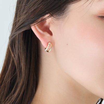 集英社HAPPY PLUS STOREPhoebe（フィービィー）/【痛くないシリーズ／金属アレルギー対応】プチパールダブルフープライトフィットイヤリング