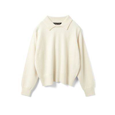 今期☆新品　ミズイロインド　ハイゲージ襟付きプルオーバー　白襟　ブラック ニット mizuiro ind(ミズイロインド)のハイゲージ襟付きプルオーバー通販