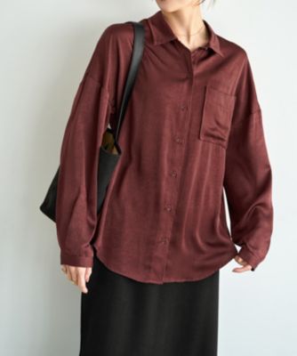 【LUXE】シボ入りとろみサテンシャツB