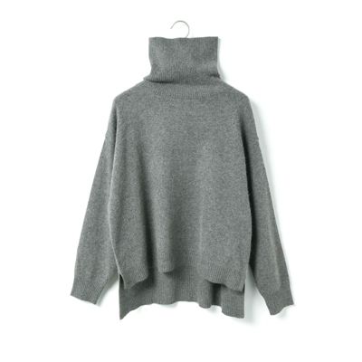 新品未使用　MidiUmi ミディウミ　cape knit チャコールグレー MidiUmi(ミディウミ)のラクーンニットハイネックプルオーバー通販