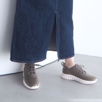 デイリー履きしたいアクションレザースニーカー　アクションレザーエラスティックレースアップスニーカー