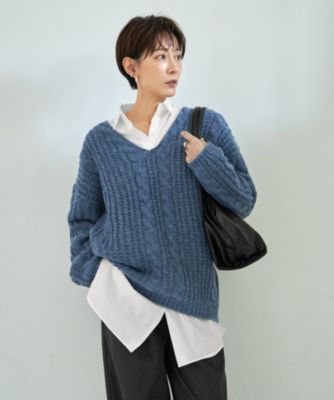 STYLE DELI(スタイルデリ)のざっくりケーブル編みVネックニット通販