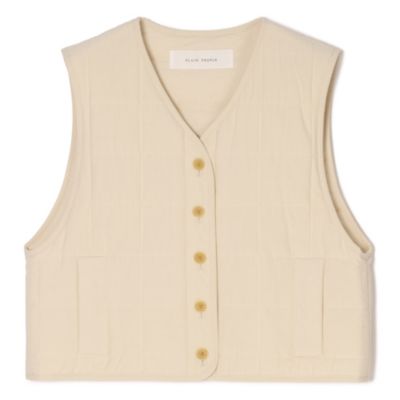PLAIN PEOPLE 刺繍入りキルティング ジャケット ベスト PLAIN PEOPLE(プレインピープル)のコットンキルティングべスト通販