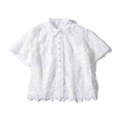 【石上美津江さんコラボ】【洗える】インドレースシャツ