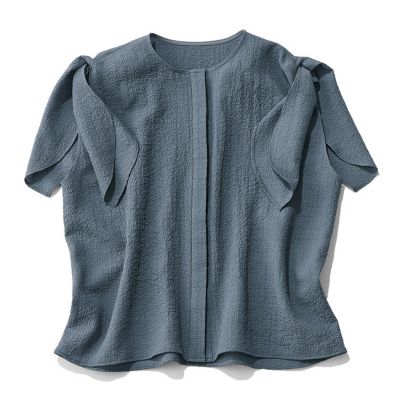 【高垣麗子さんコラボ】【洗える】シボ感リボンスリーブブラウス
