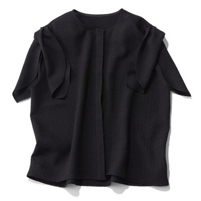 【高垣麗子さんコラボ】【洗える】シボ感リボンスリーブブラウス