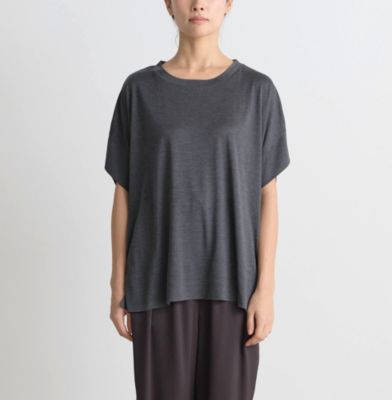 weeksdays ドレスハーセルフ　シルクTシャツ　グレー 半袖 DRESS HERSELF(ドレスハーセルフ)の【洗える】シルク／ワイドTシャツ