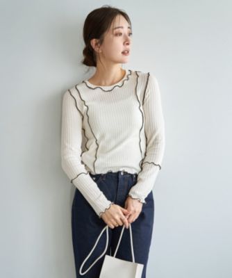 STYLE DELI(スタイルデリ)のメロウリブ◇フリルライントップス通販