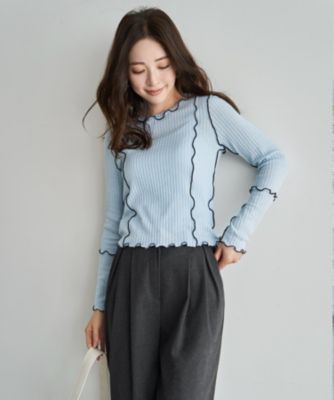 STYLE DELI(スタイルデリ)のメロウリブ◇フリルライントップス通販