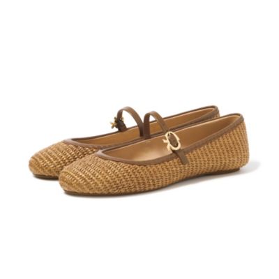 Gianvito Rossi フラットシューズ バレエシューズ 37 レース Gianvito Rossi(ジャンヴィト ロッシ)のCARLA/ラフィアバレエシューズ
