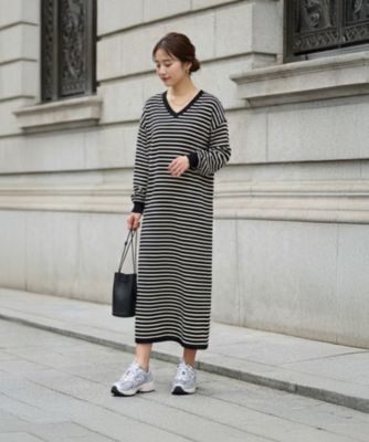 STYLE DELI(スタイルデリ)のVネックトリミングボーダーワンピース通販 