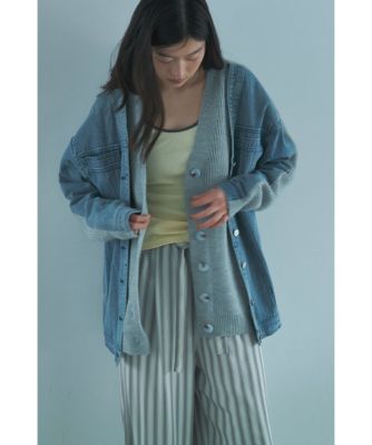LAYERED DENIM KNIT CARDIGAN