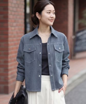 ヒッコリーストライプ柄シャツジャケット