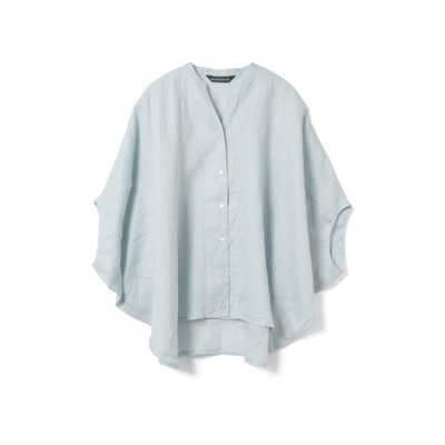 mizuiro ind(ミズイロインド)のリネンスタンドカラーコクーンシャツ mizuiro ind(ミズイロインド)のリネンスタンドカラーコクーンシャツ