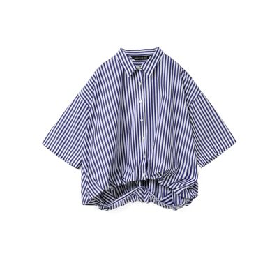 専用✨ミズイロインド 　ストライプハーフスリーブバルーンシャツ 　半袖 mizuiro ind(ミズイロインド)のストライプハーフスリーブバルーン