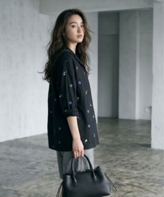 【展示中】①本体の柄とお色の確認ページ STYLE DELI(スタイルデリ)の【BLK001】配色刺繍オープンカラーシャツ