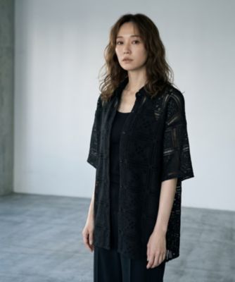 【BLK001】クロシェレースハーフスリーブシャツ