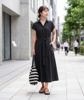 綿混ニュアンス質感シャツワンピース