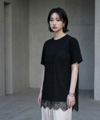 STYLE DELI(スタイルデリ)の【BLK001】レースキャミレイヤードTシャツ 