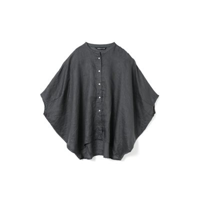 mizuiro ind(ミズイロインド)のリネンスタンドカラーコクーンシャツ