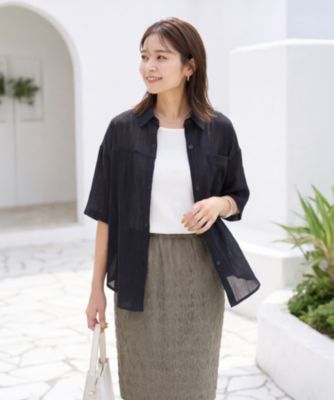 真夏に羽織る綿100％エアリー半袖シャツ