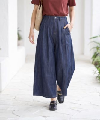 STYLE DELI(スタイルデリ)の【内ゴム入り】薄手で柔らかデニムガウチョ
