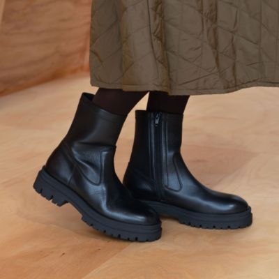 本革ストレッチサイドジップタンクソールブーツ