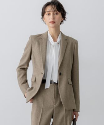 　【洗える】ウールライクカルゼ テーラード ジャケット