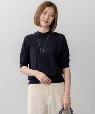 集英社HAPPY PLUS STORE23区 L（ニジュウサンク エル）/【洗える】サステナブルウール モックネック 5分袖 ニット
