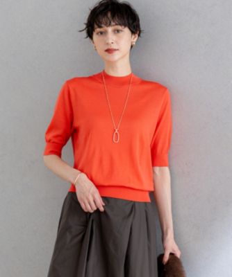 集英社HAPPY PLUS STORE23区 S（ニジュウサンク エス）/【洗える】サステナブルウール モックネック 5分袖 ニット