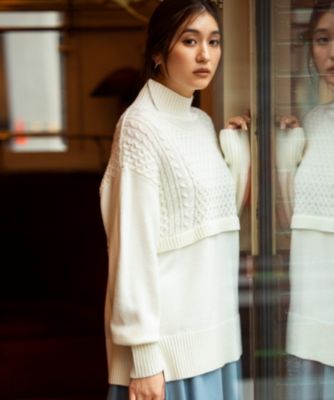 組曲 L(クミキョク エル)の【洗える】ハイネックケーブル ニット通販