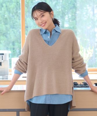 集英社HAPPY PLUS STOREany FAM（エニィファム）/【洗濯機可】ウールブレンドバルキーニット Vネック