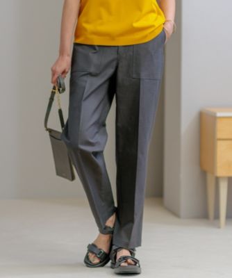 美品✨プラステ　パンツスーツ　ノーカラー　ネイビー　とろみ　手洗い可 Ｌ　大きめ 美品✨プラステ パンツスーツ ノーカラー ネイビー とろみ