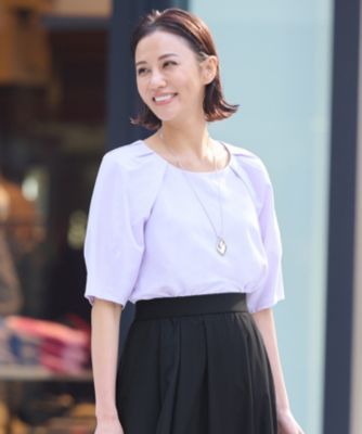 集英社HAPPY PLUS STORE自由区（ジユウク）/【XSサイズ~/洗える】ツイストプレインジャージー袖タック カットソー