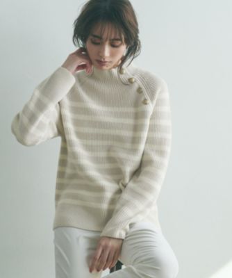 【極美品】23区　洗えるウールカシミヤ パネルボーダーニット　ブラック　46 23区 L(ニジュウサンク エル)の【洗える】ウールカシミヤ パネル