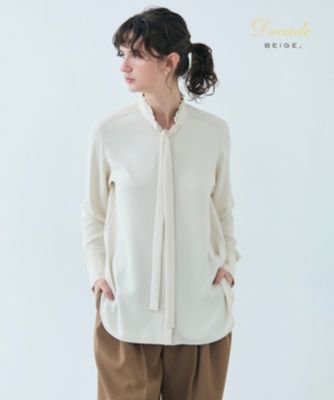 洗える♡ベイジ＊SHELBYハーフスリーブブラウス　白　サイズ4 SIBYLLE ／ 配色カラーパフスリーブブラウス