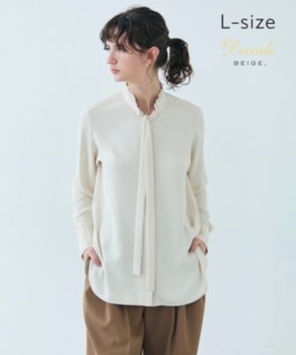 BEIGE 洗える ボウタイロングスリーブブラウス ブラック Decade