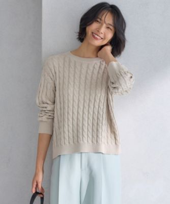 集英社HAPPY PLUS STORE23区 L（ニジュウサンク エル）/【Oggi4月号掲載/洗える】コットンギマ ケーブル ニット