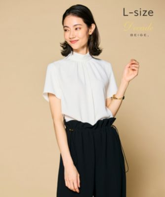 極美品ベイジBEIGE.洗えるEVA ハイネックハーフスリーブブラウス 洗える】EVA / ハイネックハーフスリーブブラウス （シャツ