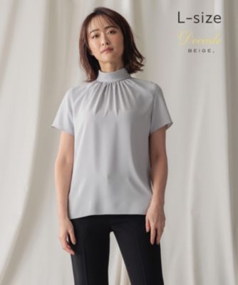 極美品ベイジBEIGE.洗えるEVA ハイネックハーフスリーブブラウス 洗える】EVA / ハイネックハーフスリーブブラウス （シャツ