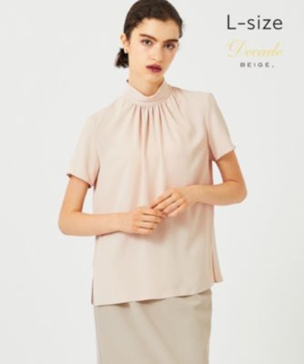 極美品ベイジBEIGE.洗えるEVA ハイネックハーフスリーブブラウス 洗える】EVA ／ ハイネックハーフスリーブブラウス