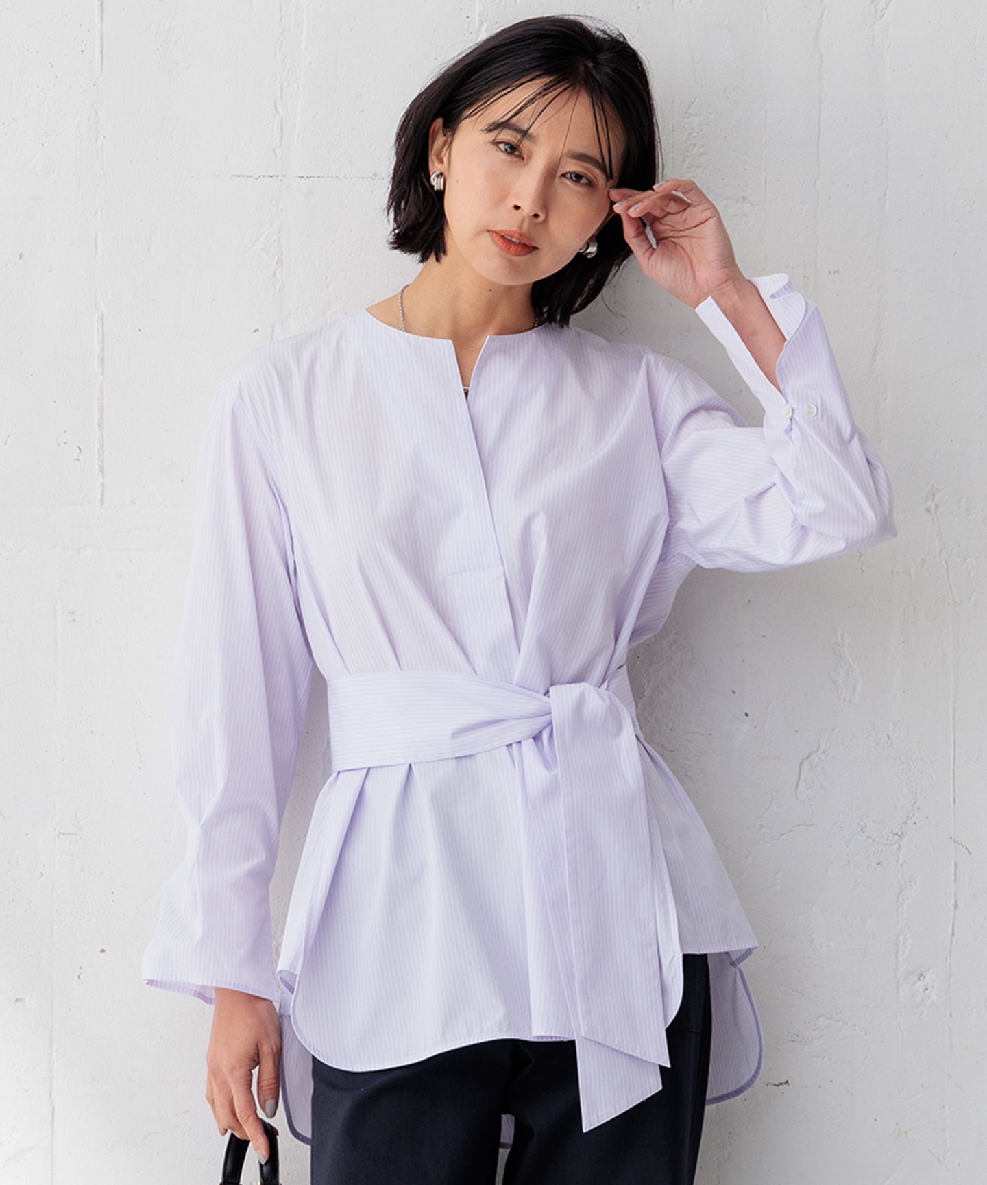 23区(ニジュウサンク)/【Oggi4月号掲載/杏さん着用】CANCLINI スキッパーベルト付き ブラウス