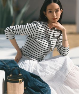 新品23区★【Oggi掲載/洗える】Armor-luxパネルボーダーカットソー 洗える】Armor-lux スムース パネルボーダー カットソー / 23区