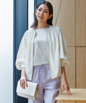 【美品】 23区 ヴィスコースストレッチ ニットブルゾン 洗える/セットアップ対応】ヴィスコースストレッチ ニットブルゾン