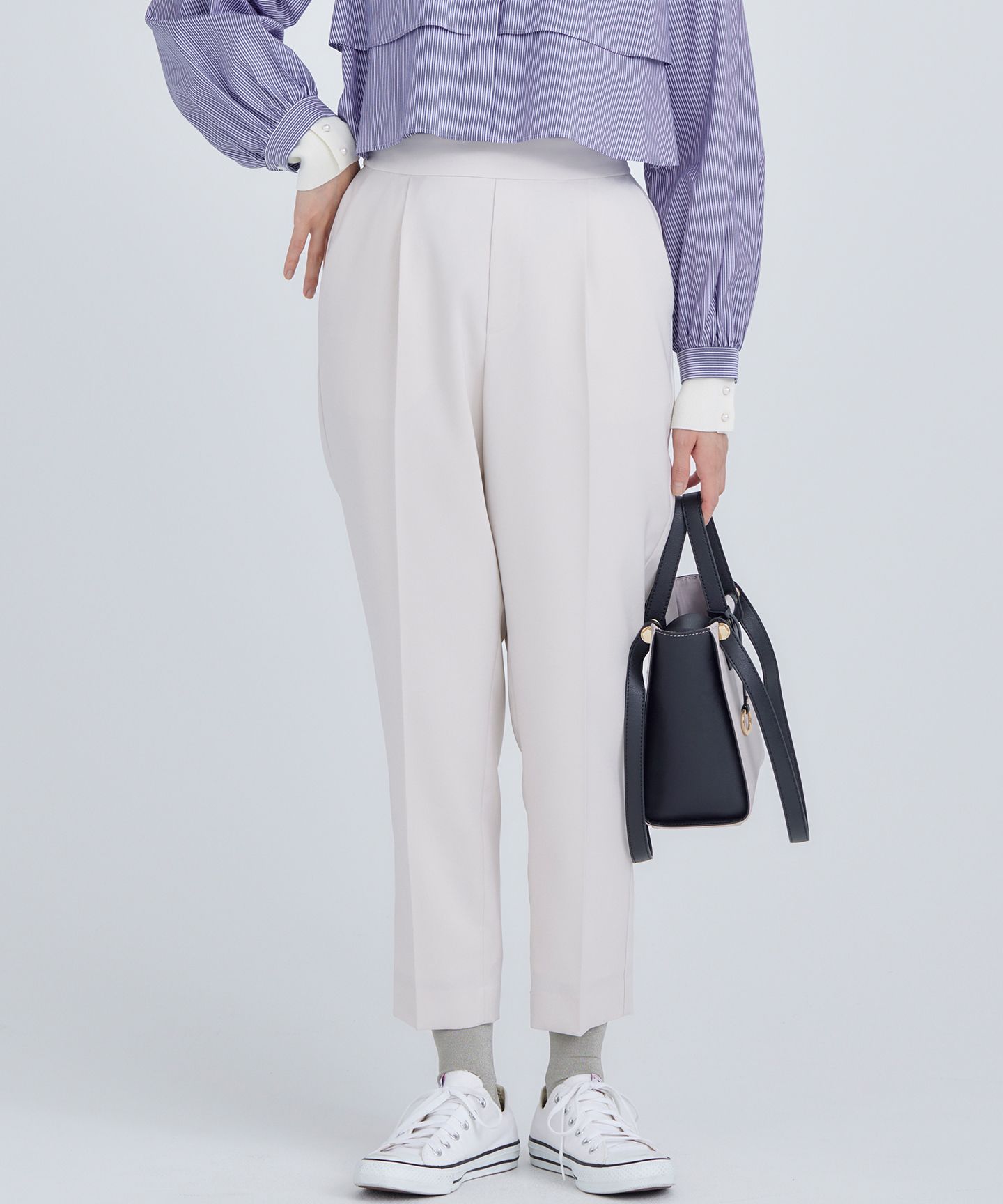 組曲 S(クミキョク　エス)/【美シルエット・ストレッチ・シワになりにくい】オシャクロス テーパードパンツ